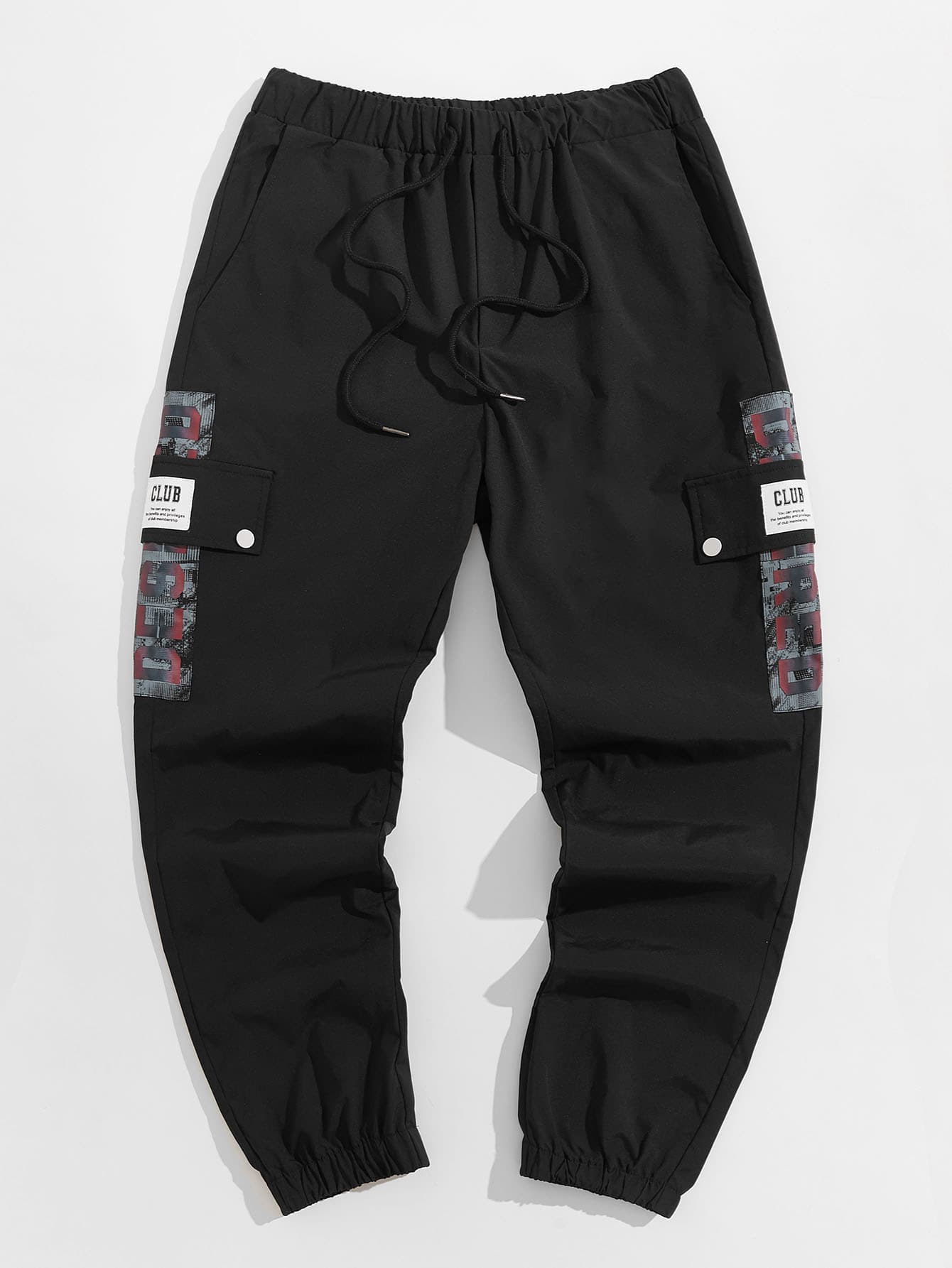 Manfinity Quần Nam Dây kéo Túi Slogan Đường phố - màu đen - Xem 1