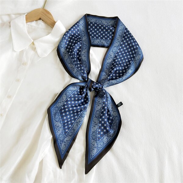 

Geometric Pattern Twilly Scarf, Blue