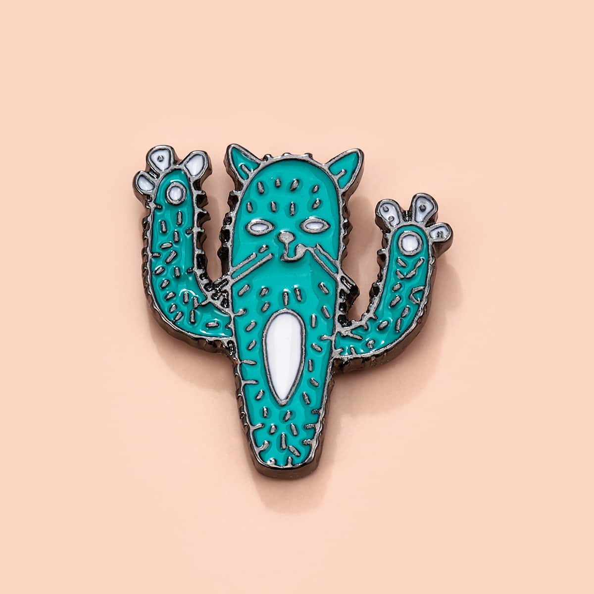 

Cartoon Cactus Design Brooch, Green