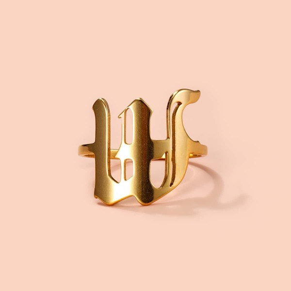 

Abstract Letter Design Ring, Gold