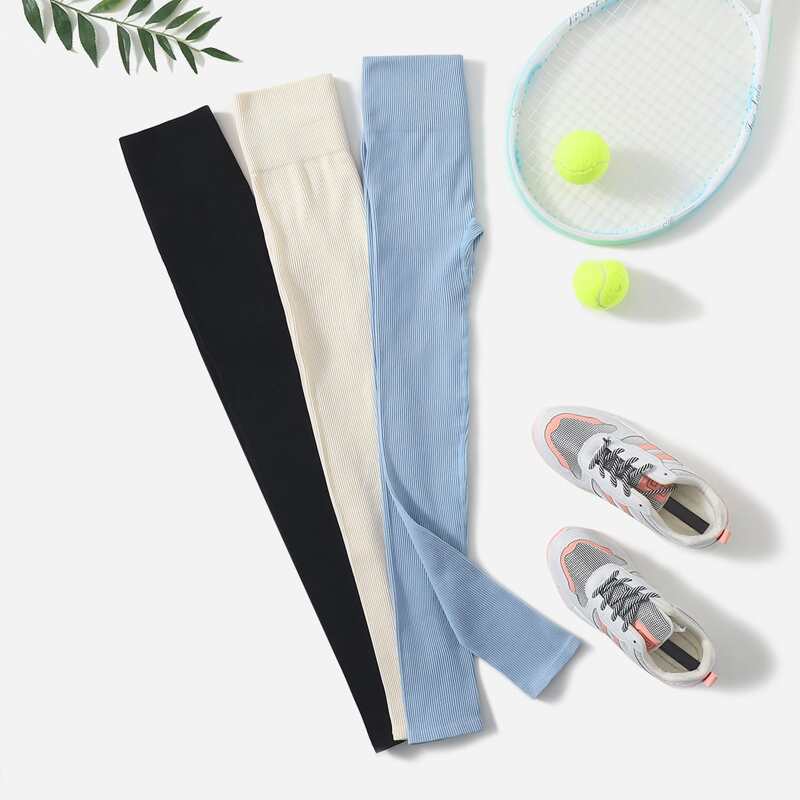 

3pcs Wide Waistband Sports Leggings, Multicolor
