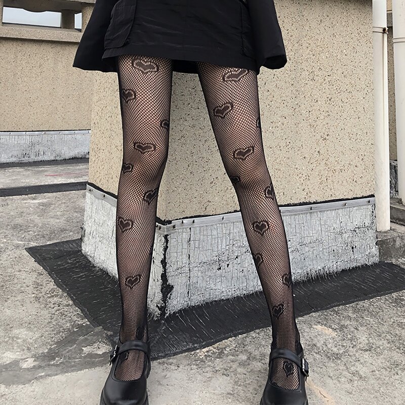 

Heart Pattern Tights, Black