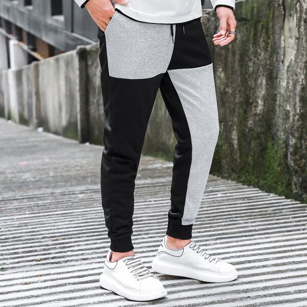 

Men Color Block Slant Pocket Sweatpants, Multicolor