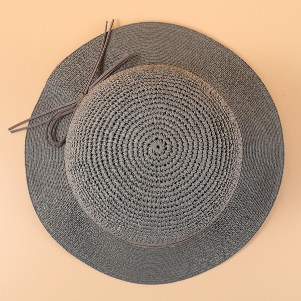 

Bow Knot Decor Straw Hat, Grey