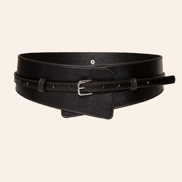 

PU Leather Wide Belt, Black