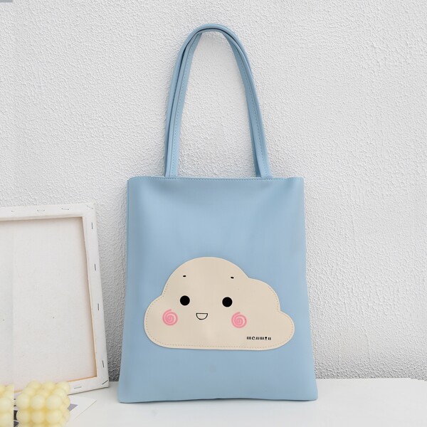

Cloud Pattern Tote Bag, Baby blue