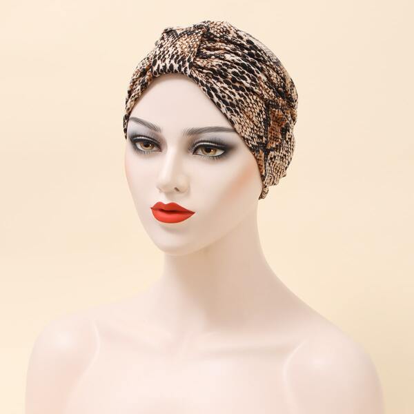 

Snakeskin Print Head Wrap, Brown