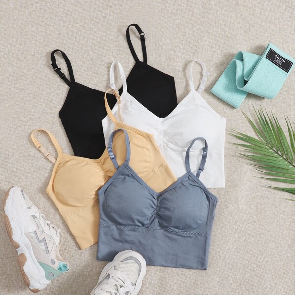 

4 Pack Softness Ruched Front Sports Bra, Multicolor