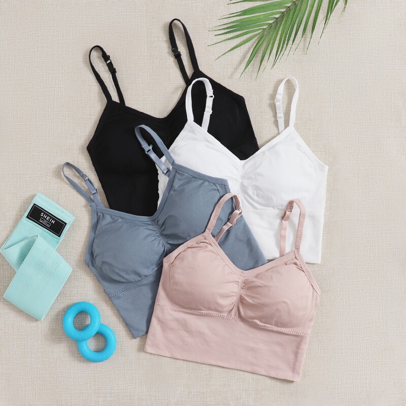 

4 Pack Solid Sports Bra, Multicolor