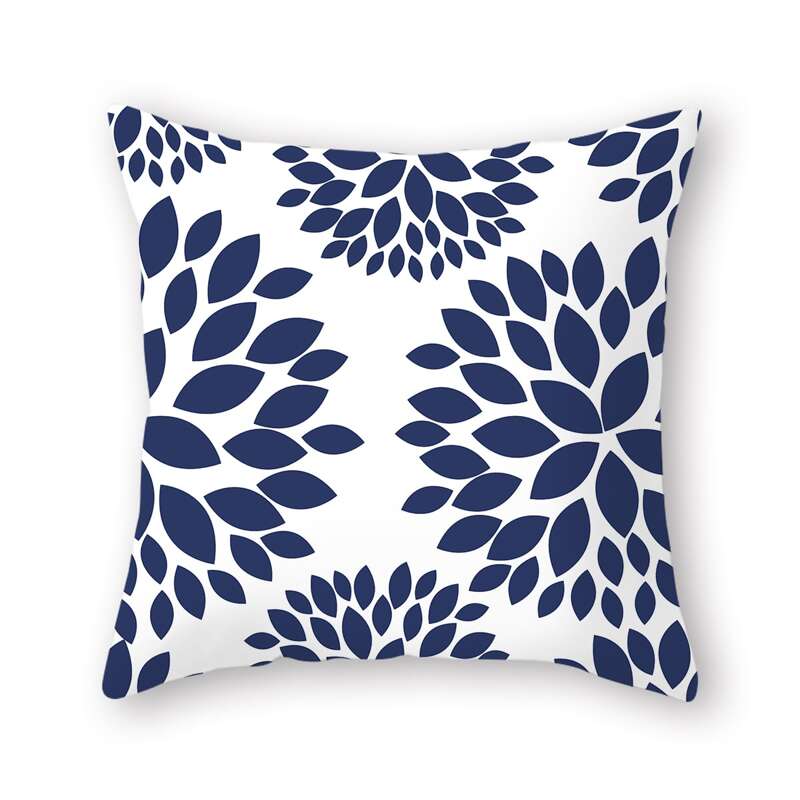 

Flower Print Cushion Cover Without Filler, Blue