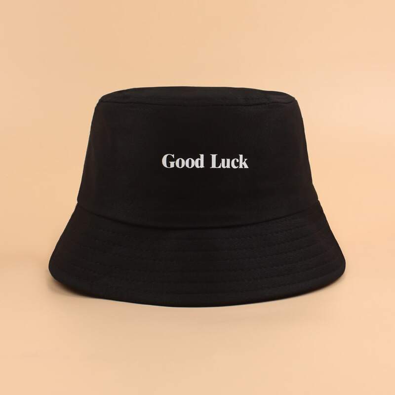 

Slogan Graphic Bucket Hat, Black