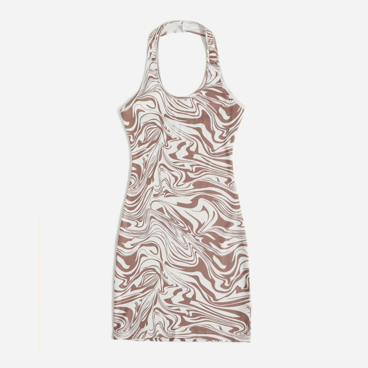 

Marble Print Halter Dress, Multicolor