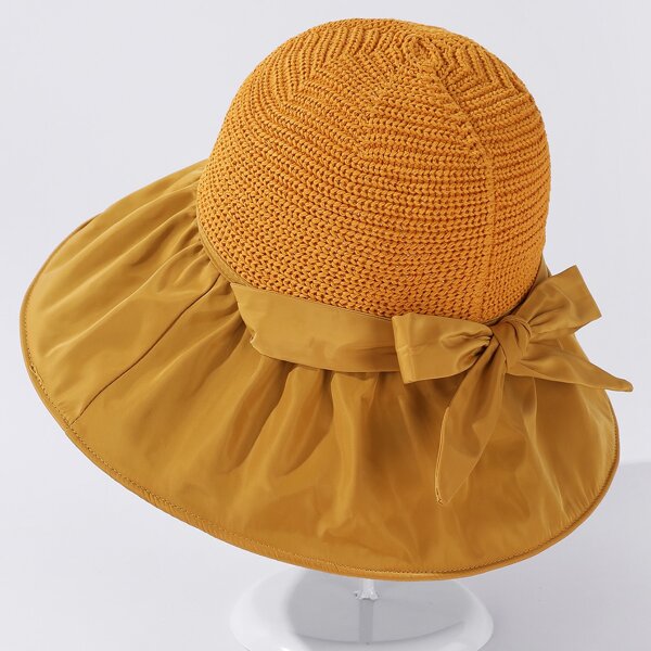 Bow Knot Decor Hat, Yellow