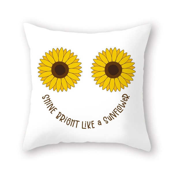 

Sunflower Print Cushion Cover Without Filler, Multicolor