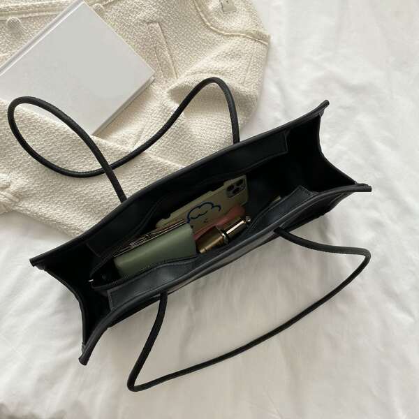 

Minimalist Shoulder Tote Bag, Black