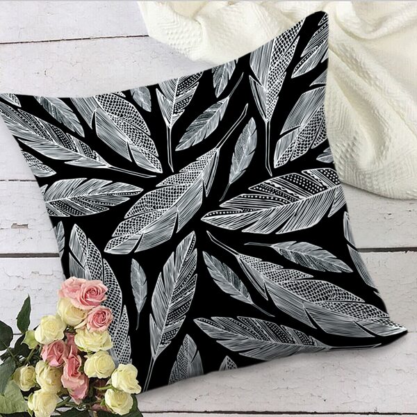 

Leaf Print Cushion Cover Without Filler, Multicolor
