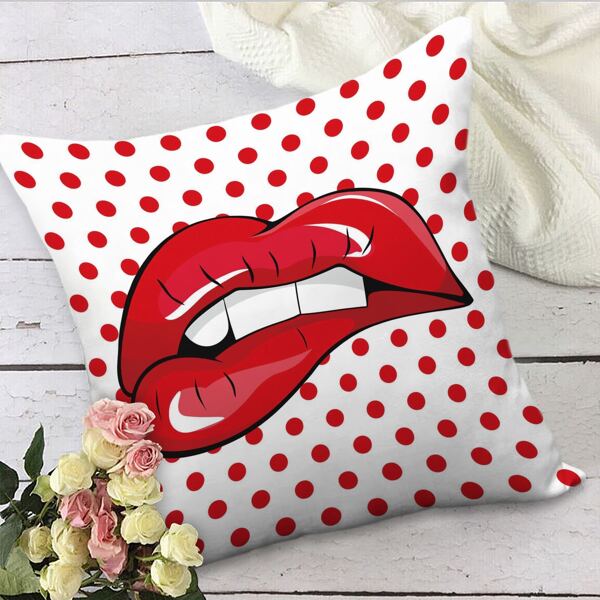 

Lip Pattern Cushion Cover Without Filler, Red
