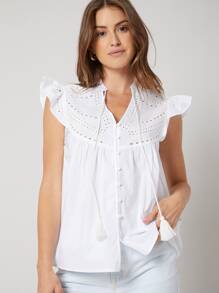 SHEIN Straight Fit Fringe Top - White - View 5
