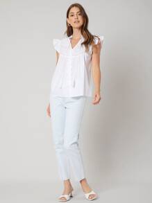 SHEIN Straight Fit Fringe Top - White - View 7