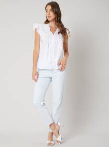 SHEIN Straight Fit Fringe Top - White - View 8