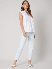 SHEIN Straight Fit Fringe Top - White - View 9