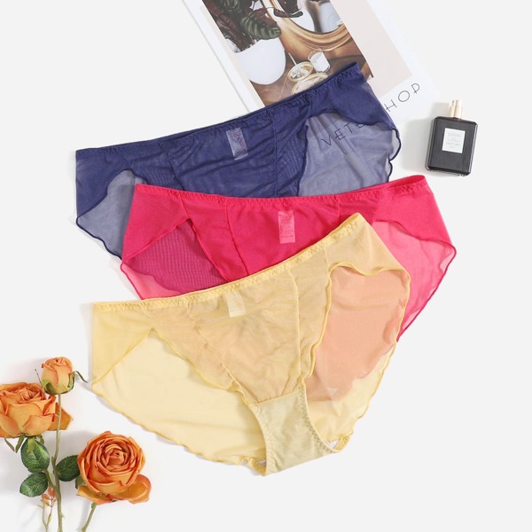

3pack Plus Sheer Mesh Panty Set, Multicolor