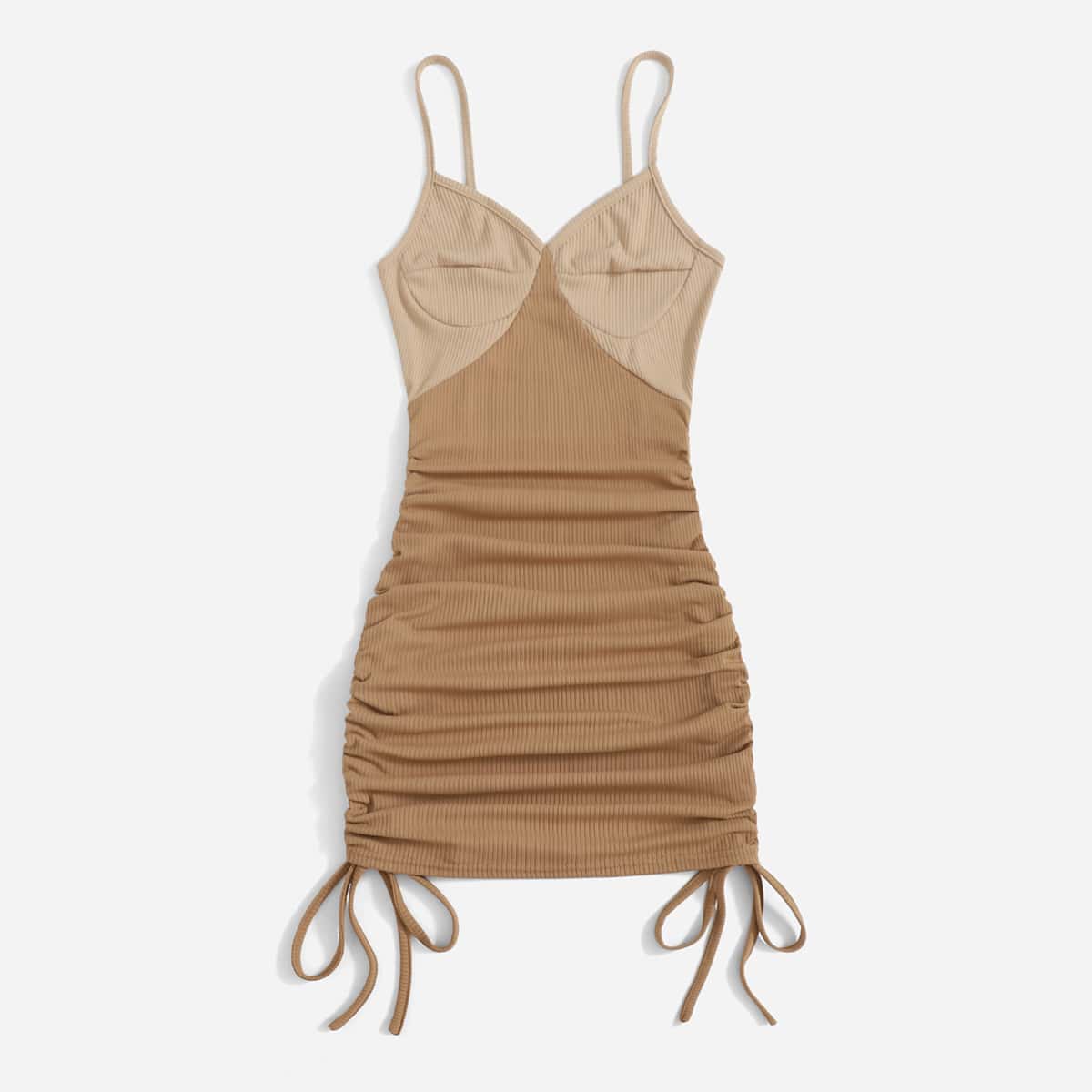 

Colorblock Drawstring Bodycon Cami Dress, Multicolor