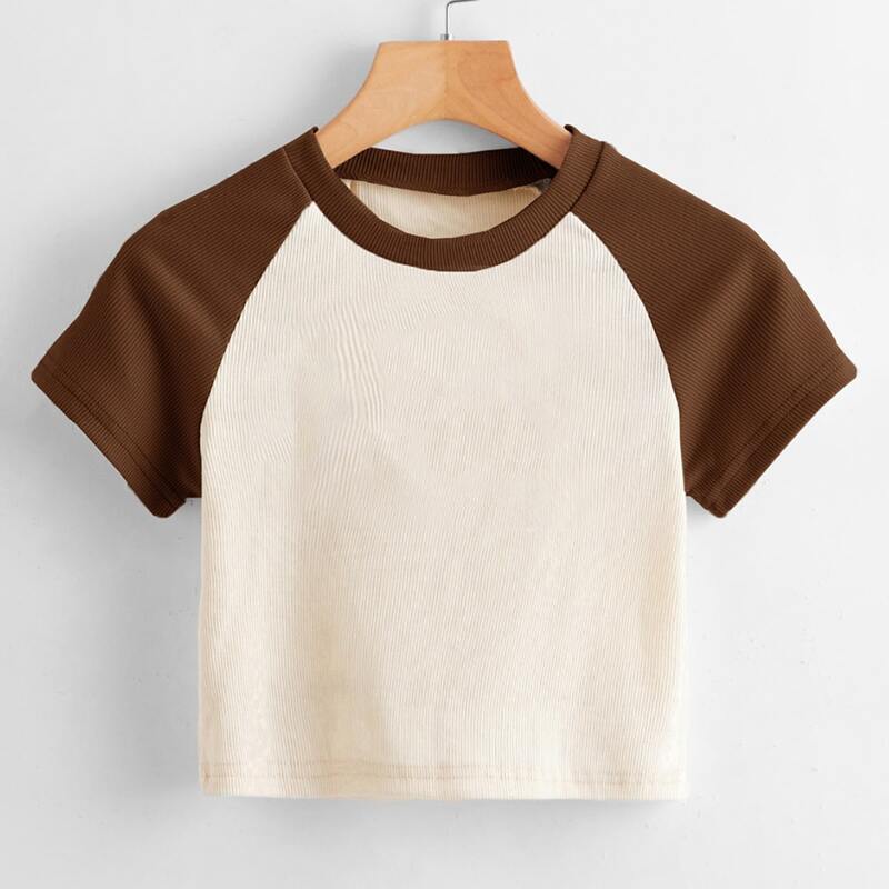 

Colorblock Ribbed Baseball Tee, Multicolor