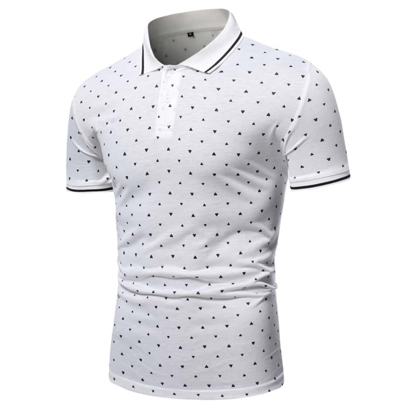 

Men Allover Print Polo Shirt, White
