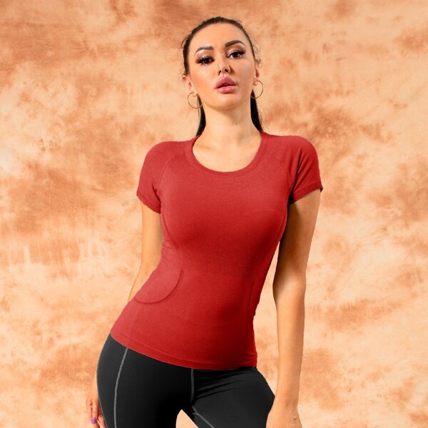 

Solid High Stretch Sports Tee, Red