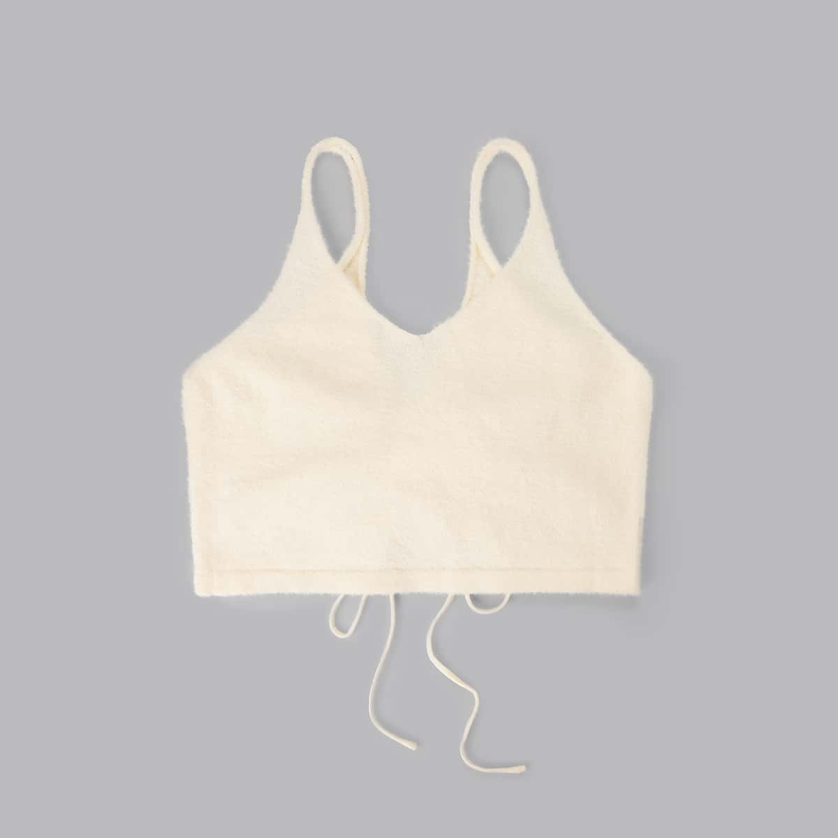 

Solid Drawstring Knit Top, Apricot