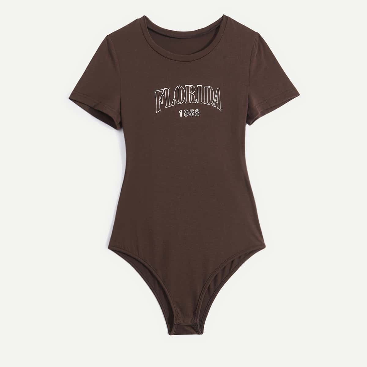 

Letter Graphic Bodysuit, Coffee brown