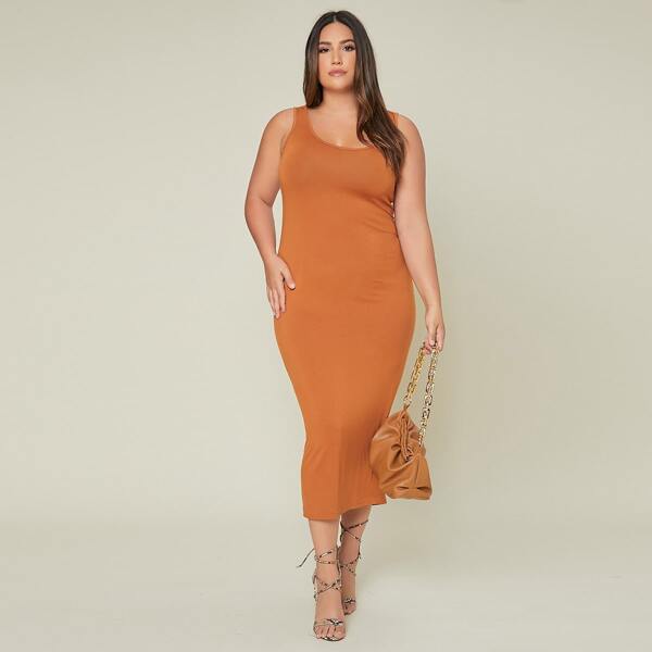 

Plus Solid Form Fitted Dress, Ginger