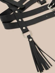 Harness Suspenders Belt - Black - View 4