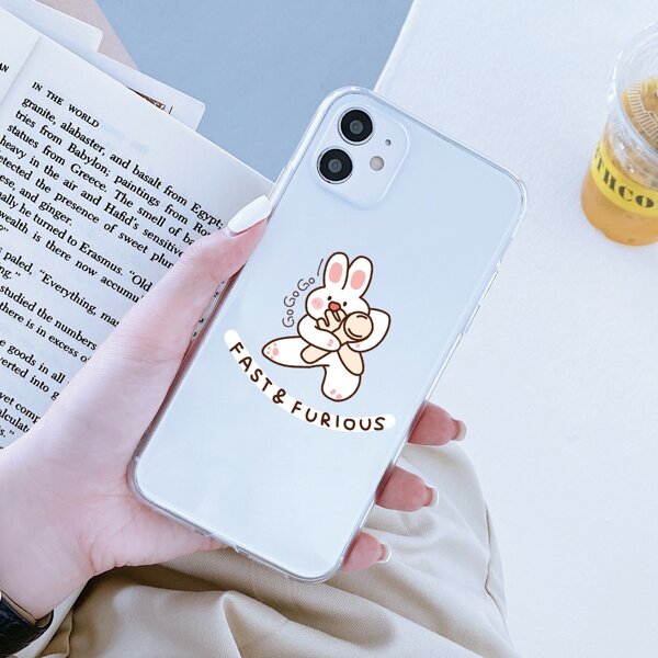 

Cartoon Rabbit Print Clear Phone Case