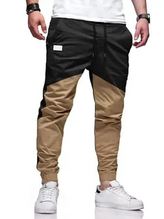 Guys Two Tone Patched Drawstring Trousers