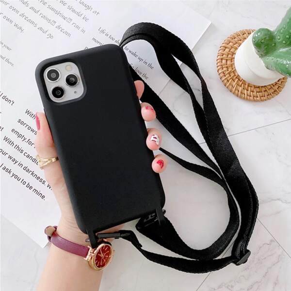 

Solid Phone Case With Lanyard, Black