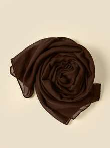 1pc Cotton Solid Color Arabic Shawl Headscarf, Suitable For Mosque Use, Sunblocking Scarf