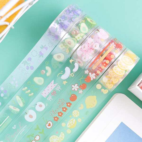 

5pcs Fruit Print DIY Washi Tape, Multicolor