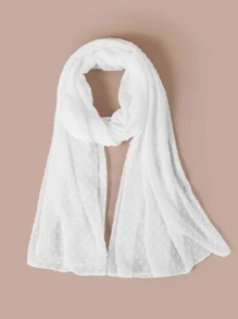 1 chiếc khăn trùm đầu nữ bằng vải chiffon jacquard mềm mại, khăn dài kiểu Ả Rập giản dị, khăn hijab màu trơn kín đáo, phù hợp sử dụng hàng ngày. - trắng - Xem 1