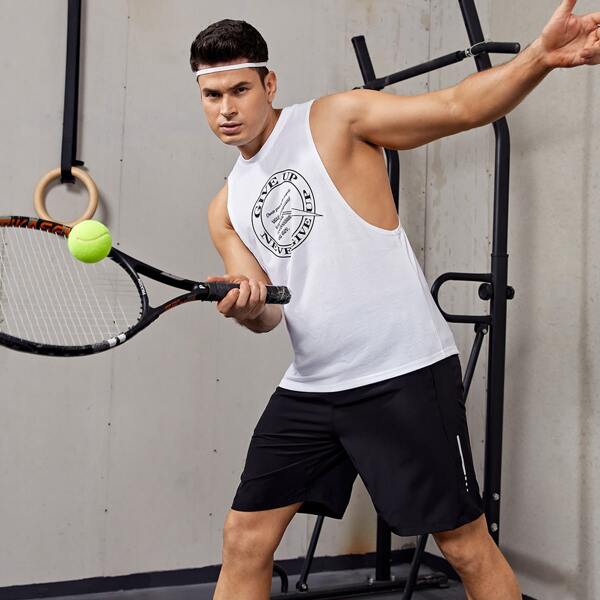 

Men Slogan Graphic Sports Tank Top, White