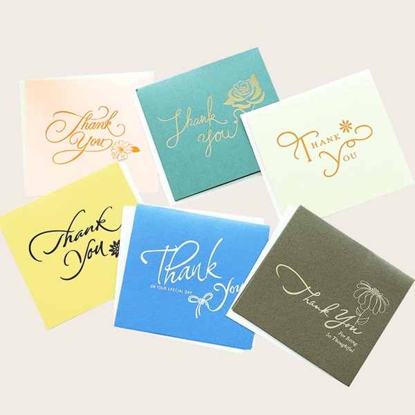 

5pcs Slogan Graphic Random Greeting Card, Multicolor