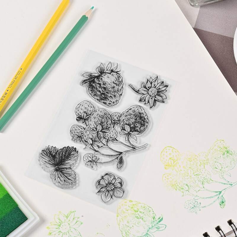 

5pcs Strawberry & Floral Pattern Stamp, Clear