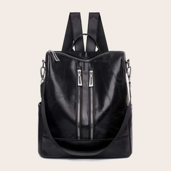 

Minimalist Zipper Front Backpack, Black