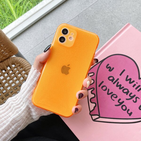 

Solid Glitter Phone Case, Orange