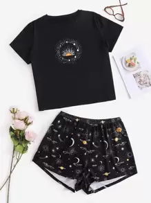 Conjunto de pijama sol & luna - Negro - Ver 1