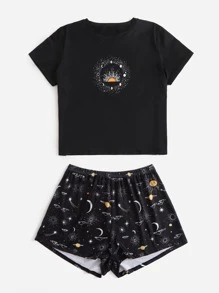 Conjunto de pijama sol & luna - Negro - Ver 3