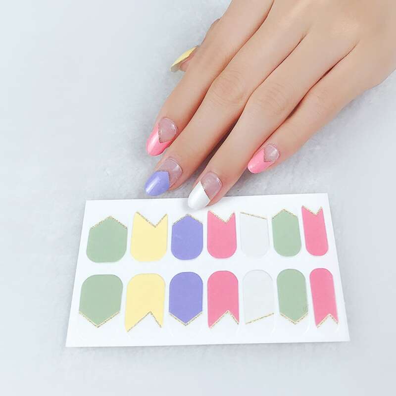 

1sheet Geometric Pattern Nail Sticker, Multicolor