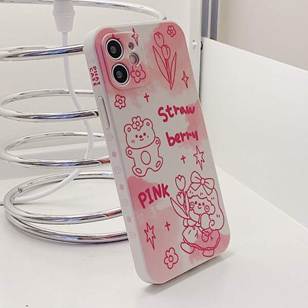 

Cartoon Graphic Phone Case, Beige