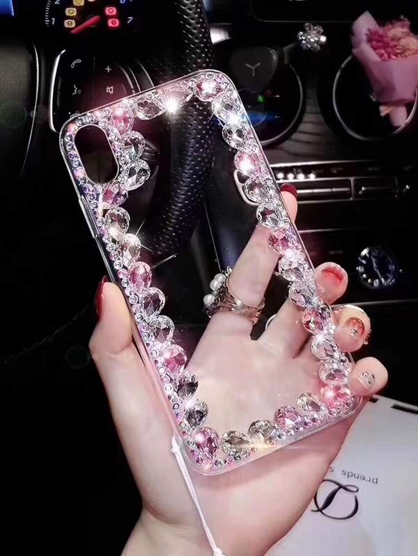 Fashion Crystal Border Transparent Soft Phone Case Compatible With Samsung S Series & NOTE, Compatible With IPhone 16 ProMax, Compatible With IPhone 8 Plus